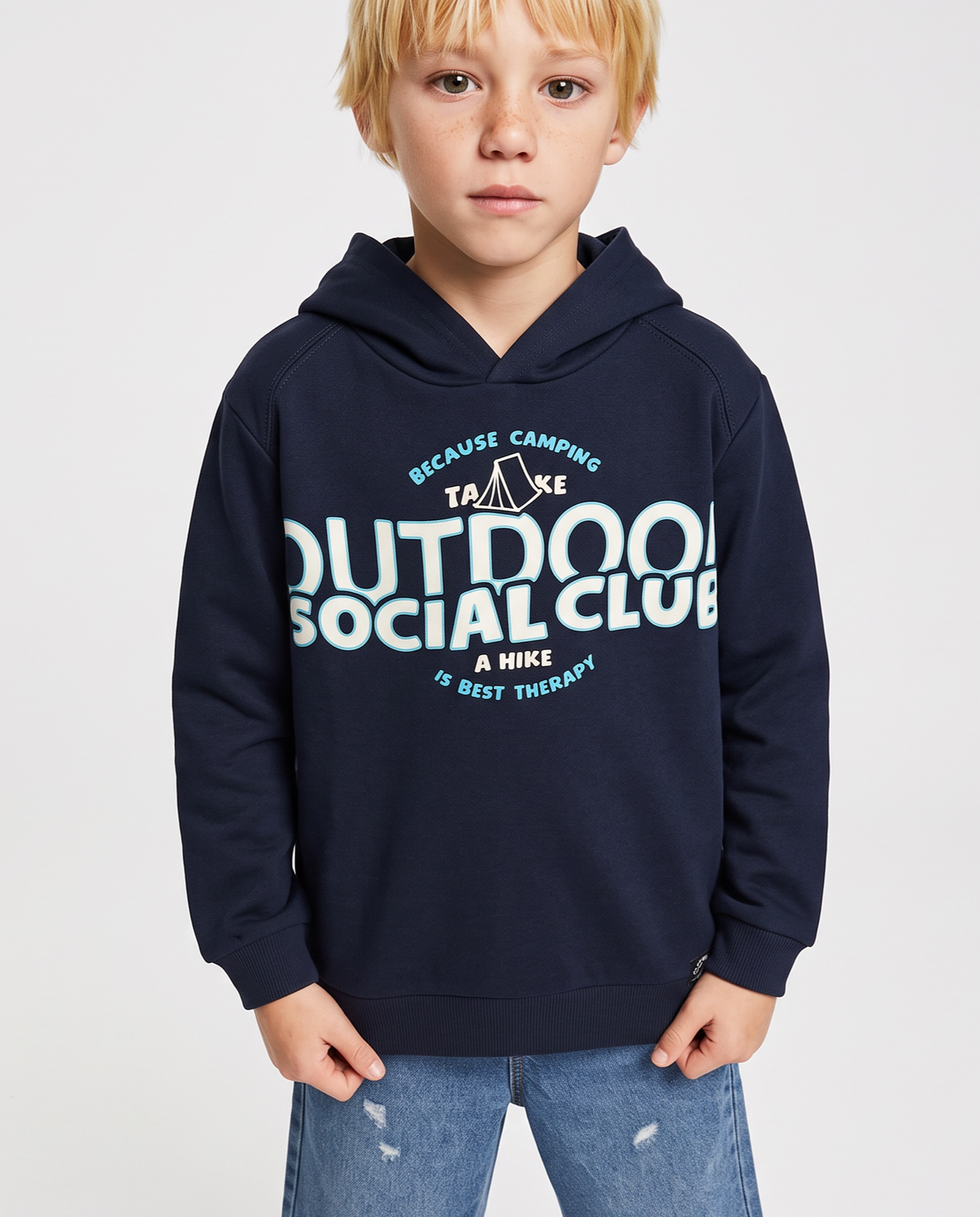 Hoodie with stylish maxi print - Blue