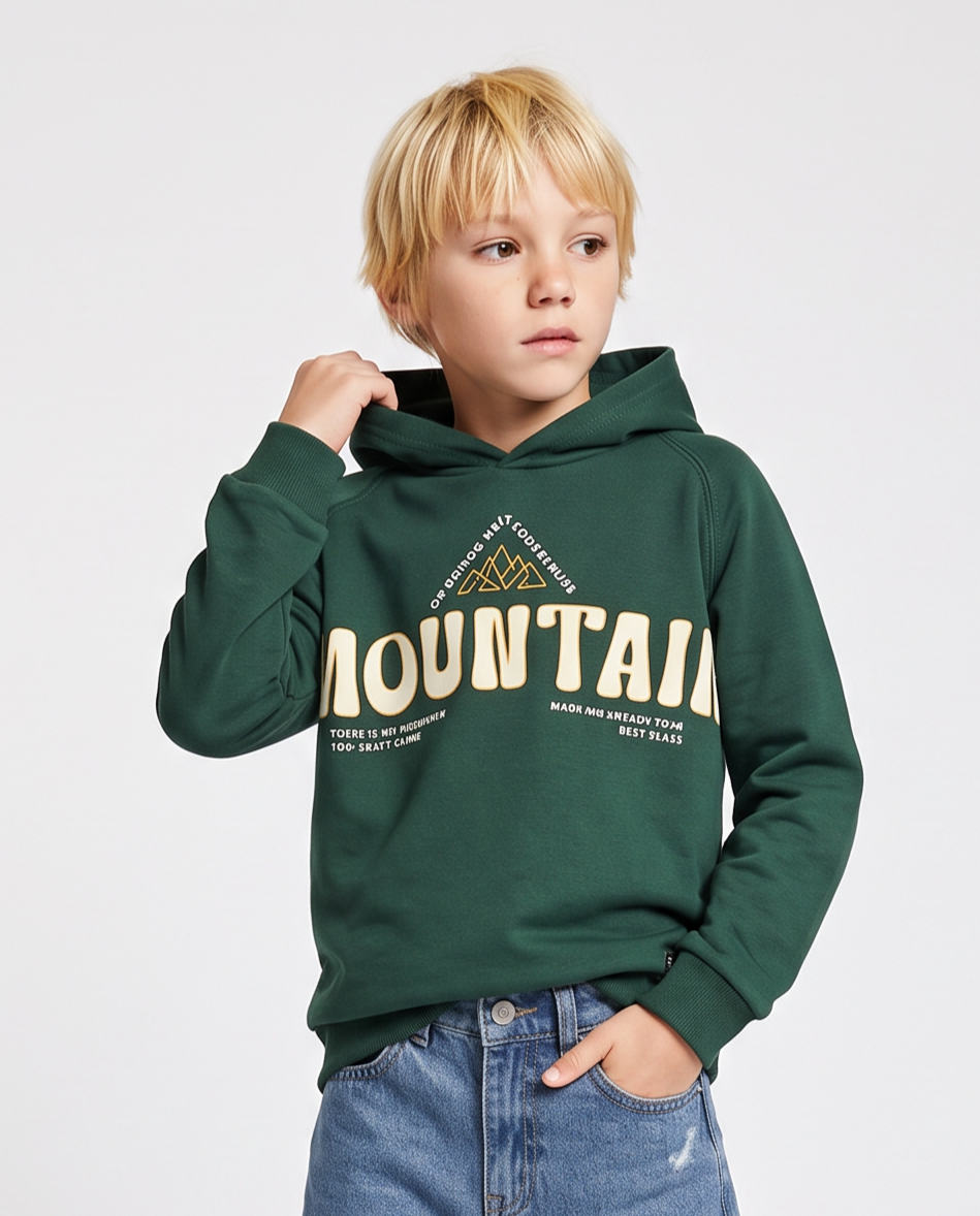 Hoodie with stylish maxi print - Green
