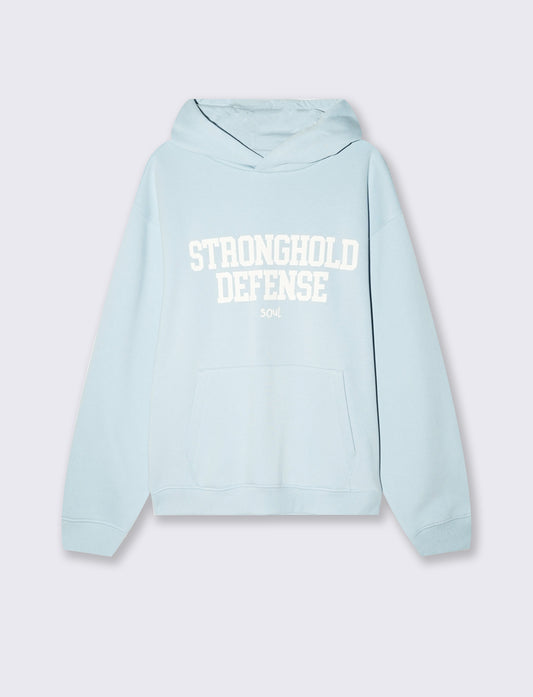Trendy hooded sweatshirt with puff prints - Sky blue