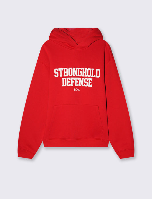 Trendy hooded sweatshirt with puff prints - Red