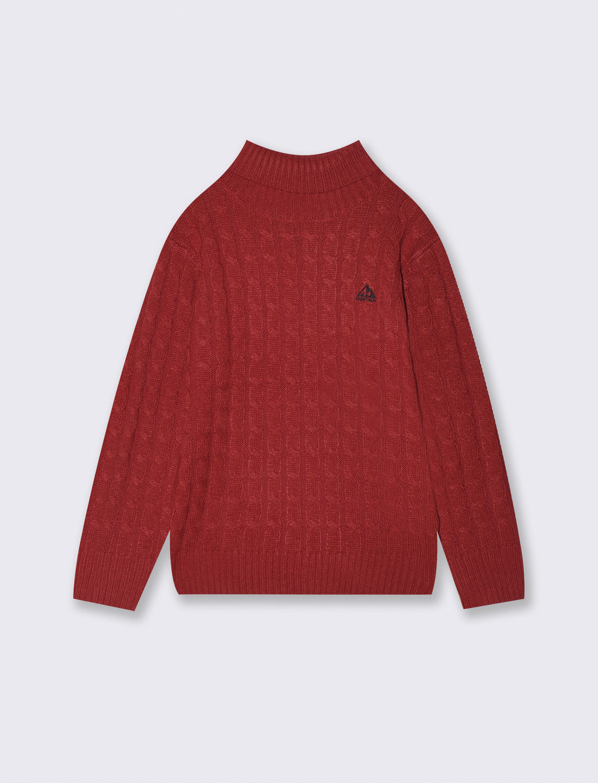 Maglia collo alto a treccia invernale - Rosso