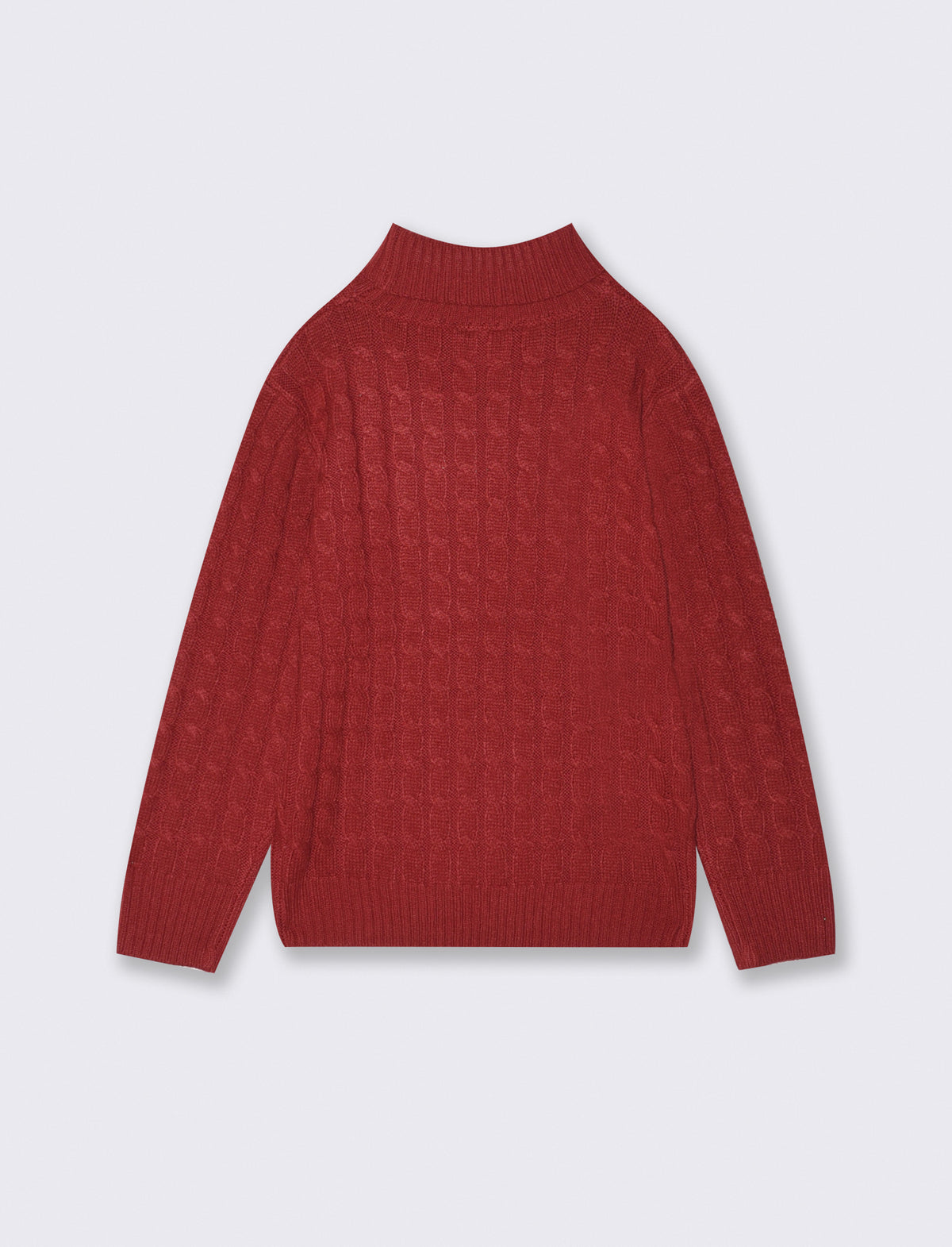 Maglia collo alto a treccia invernale - Rosso