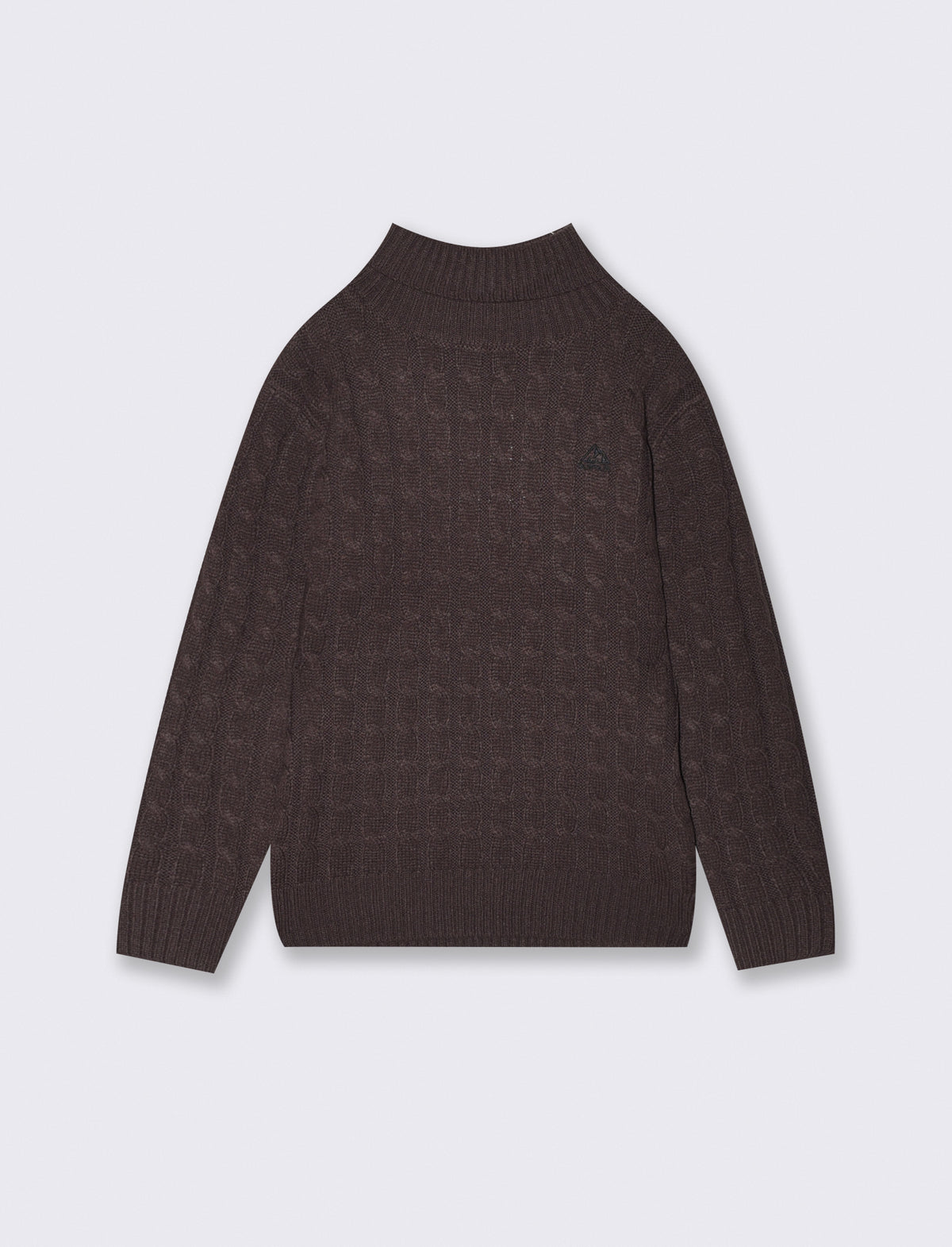 High-neck braided winter sweater - Brown