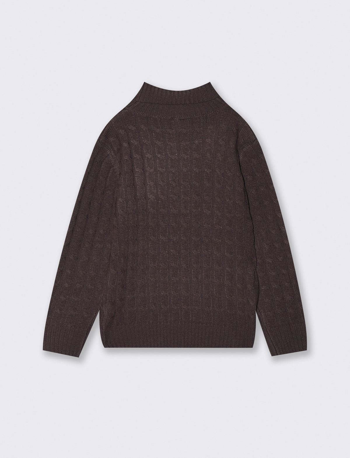 High-neck braided winter sweater - Brown