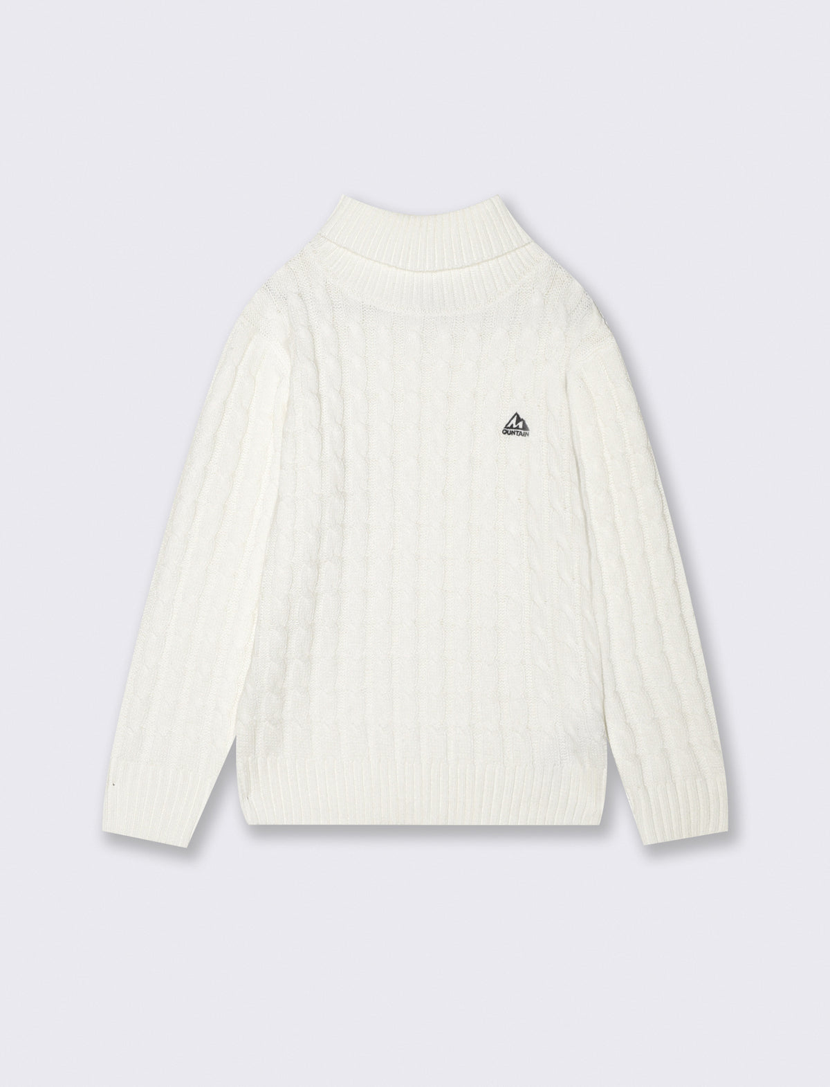 High-neck braided winter sweater - White