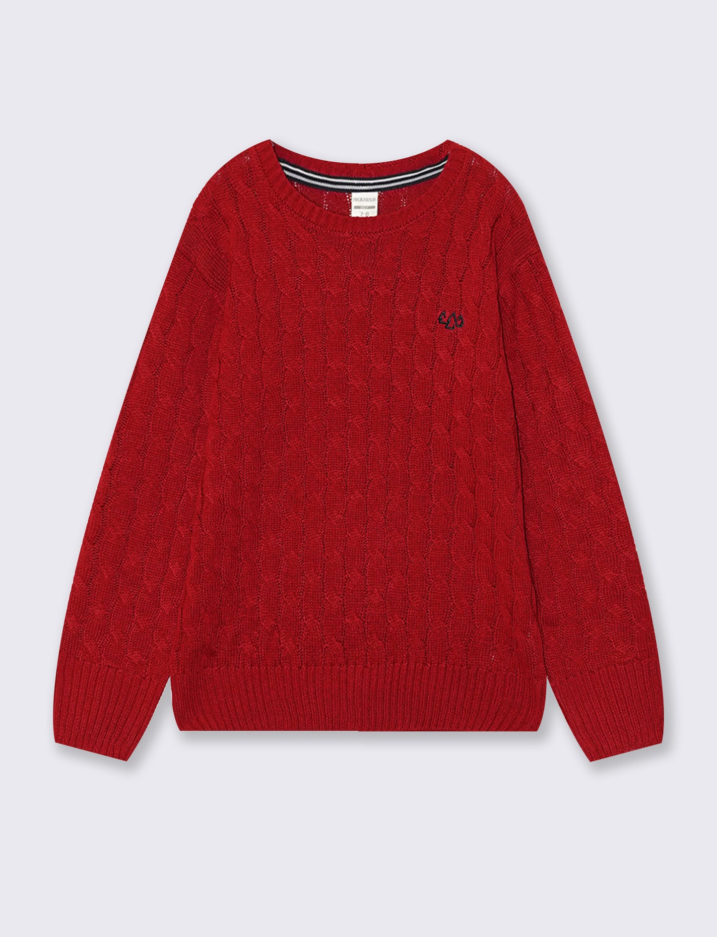 Maglia girocollo a treccia manica lunga - Rosso