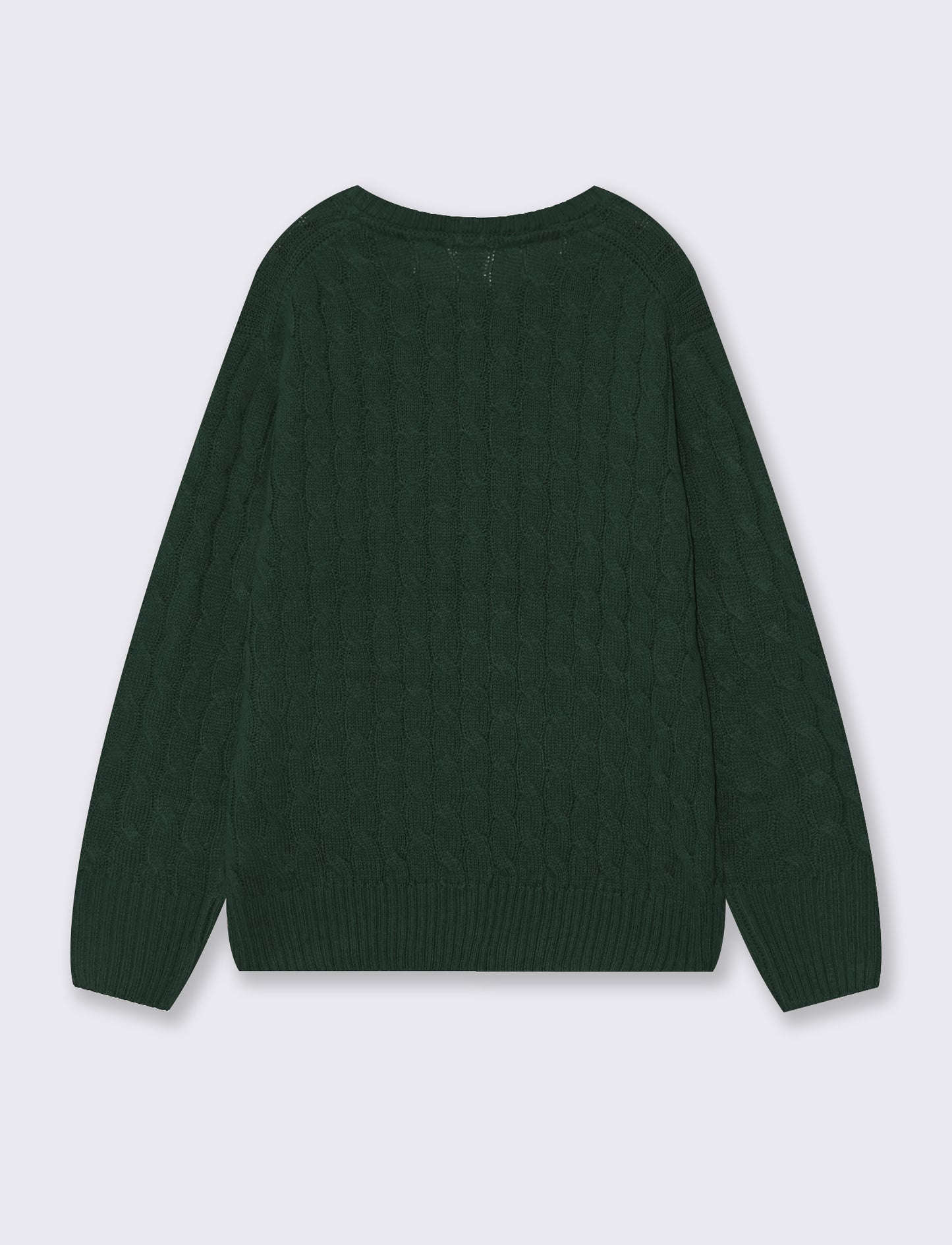 Maglia girocollo a treccia manica lunga - Verde abete