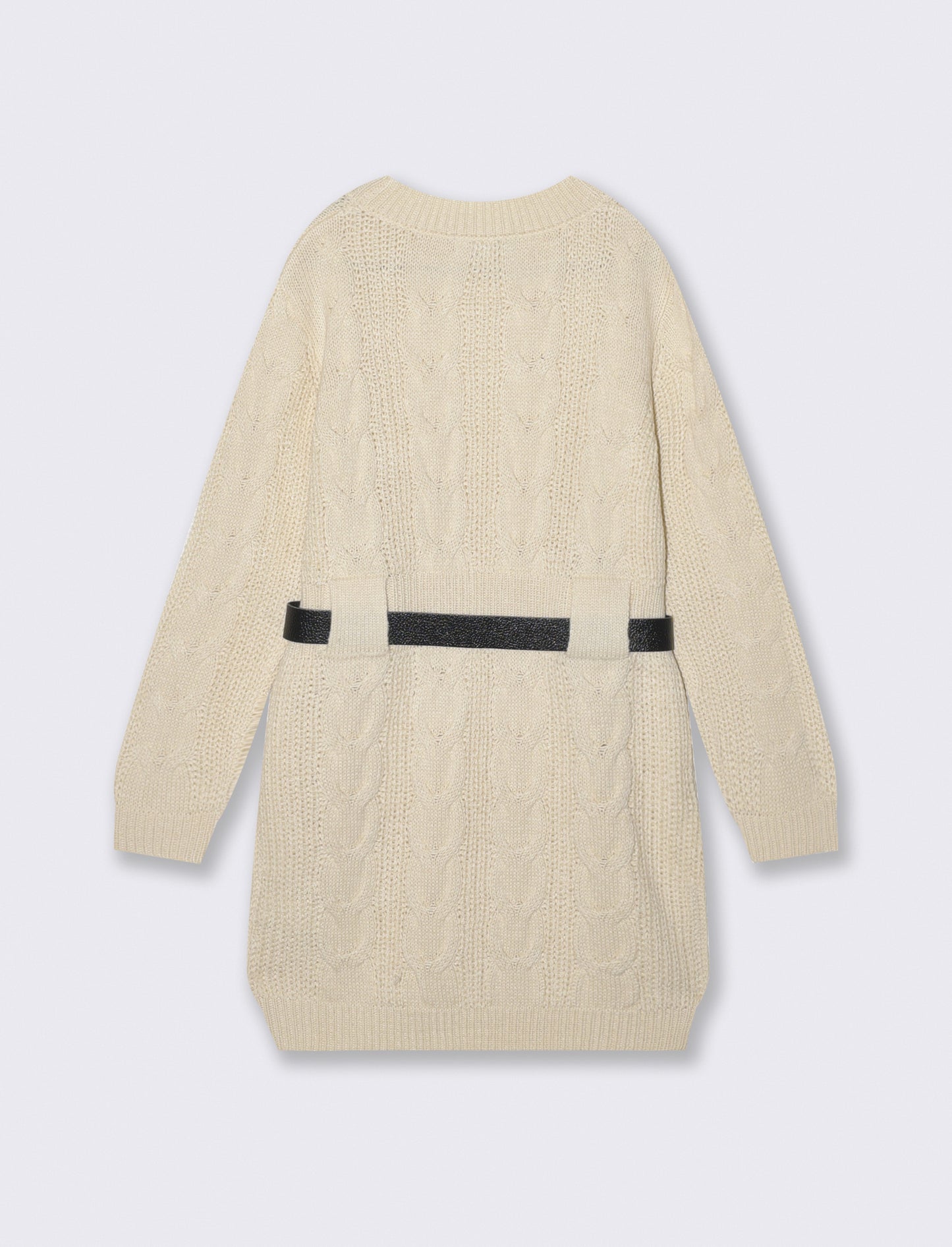 Abito in maglieria con cintura in vita - Beige