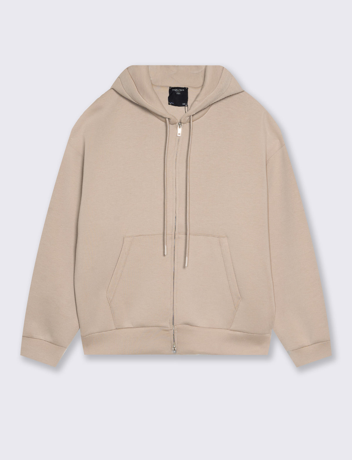 Felpa tecnica con cappuccio e cerniera - Beige