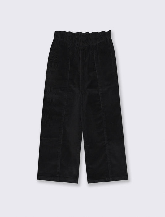 Pantaloni in velluto elastico gamba larga - Nero