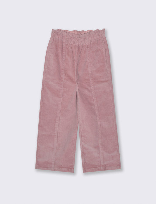 Pantaloni in velluto elastico gamba larga - Rosa