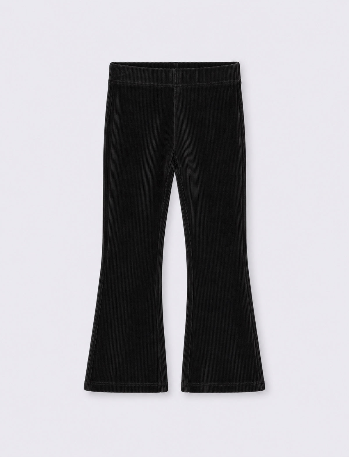 Velvet Stretch Bell Bottom Leggings - Black