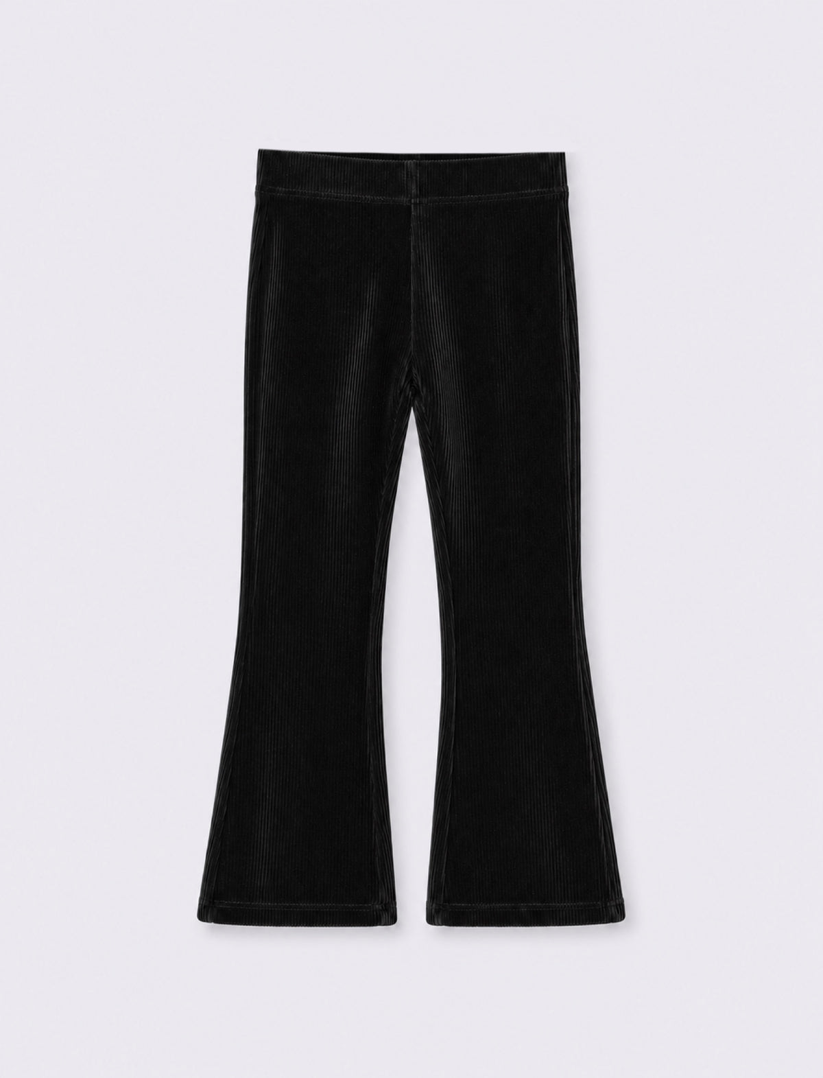 Velvet Stretch Bell Bottom Leggings - Black