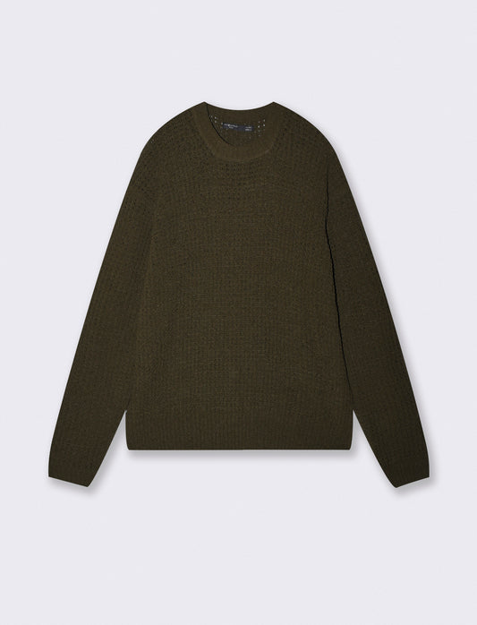 Maglia girocollo jacquard in ciniglia - Moro