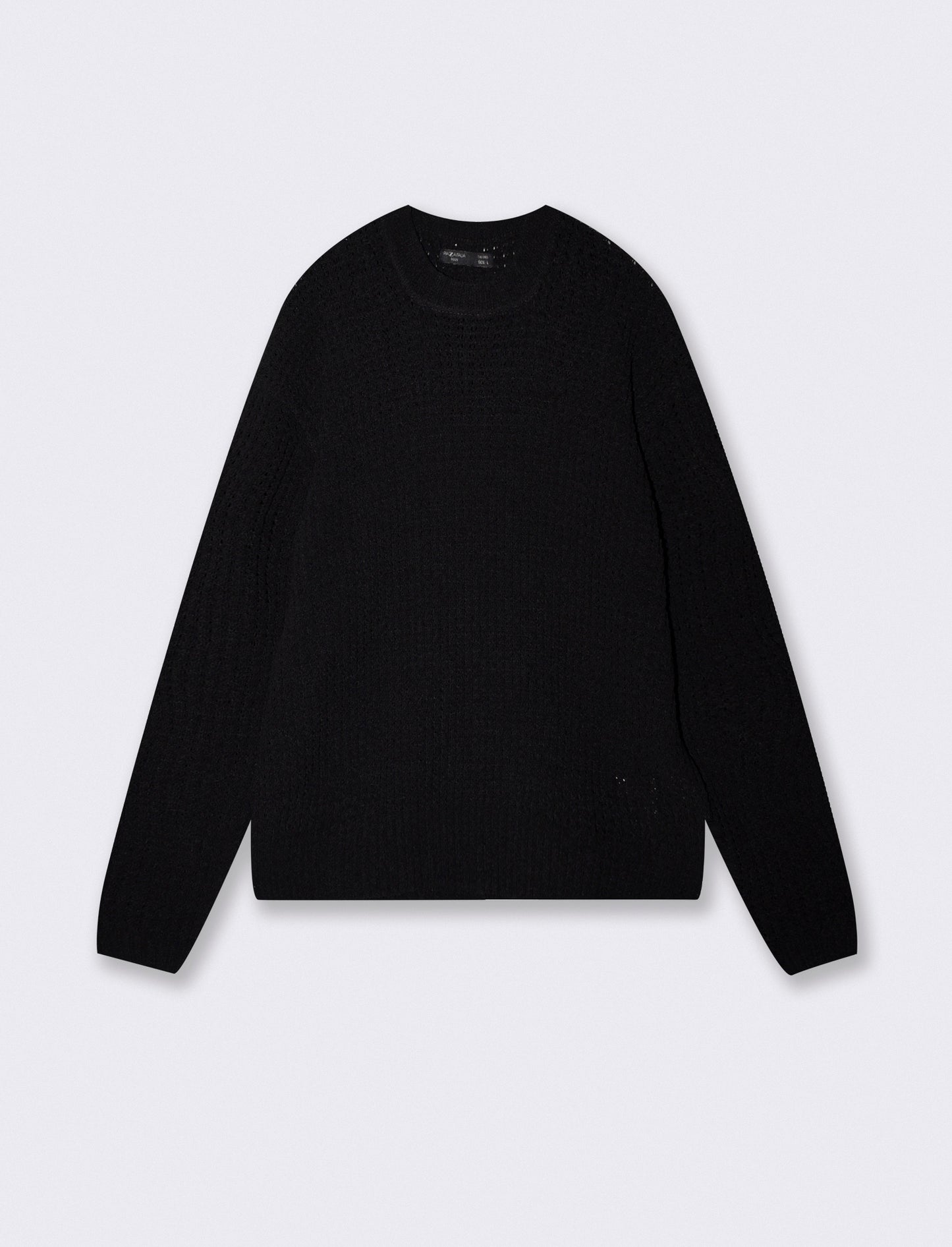 Maglia girocollo jacquard in ciniglia - Nero
