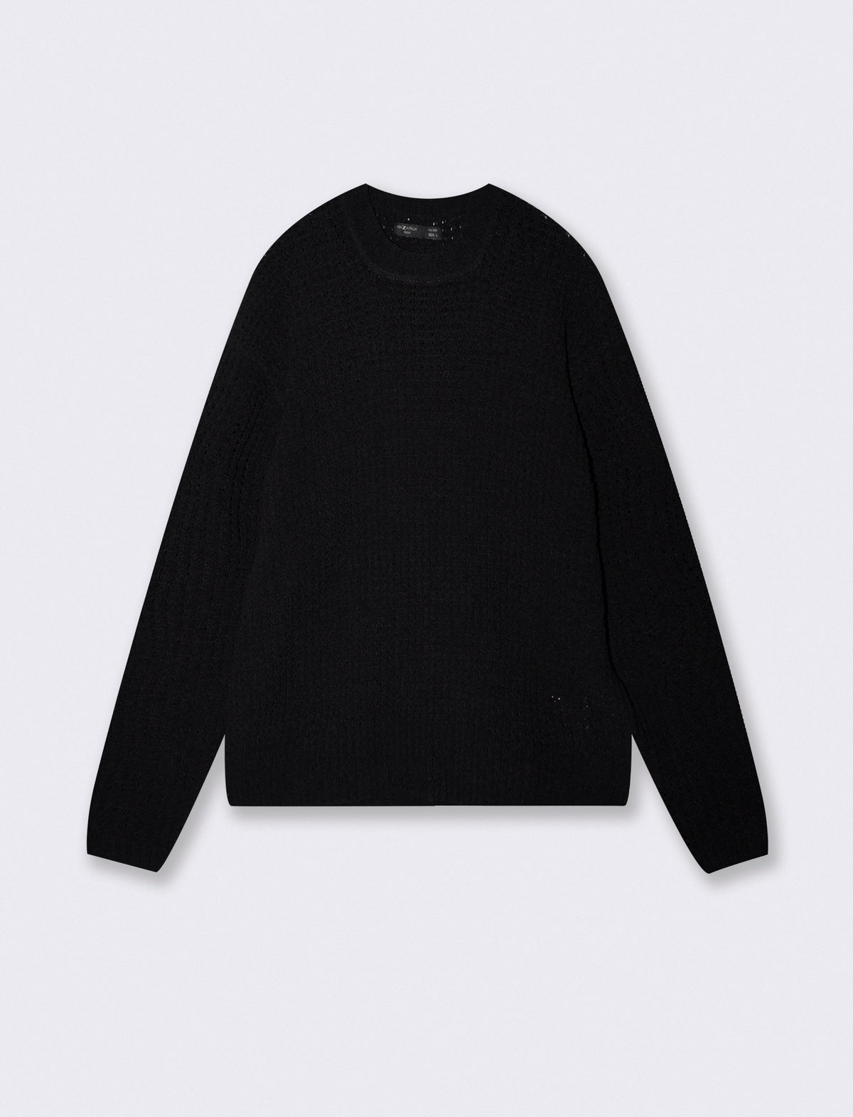 Maglia girocollo jacquard in ciniglia - Nero