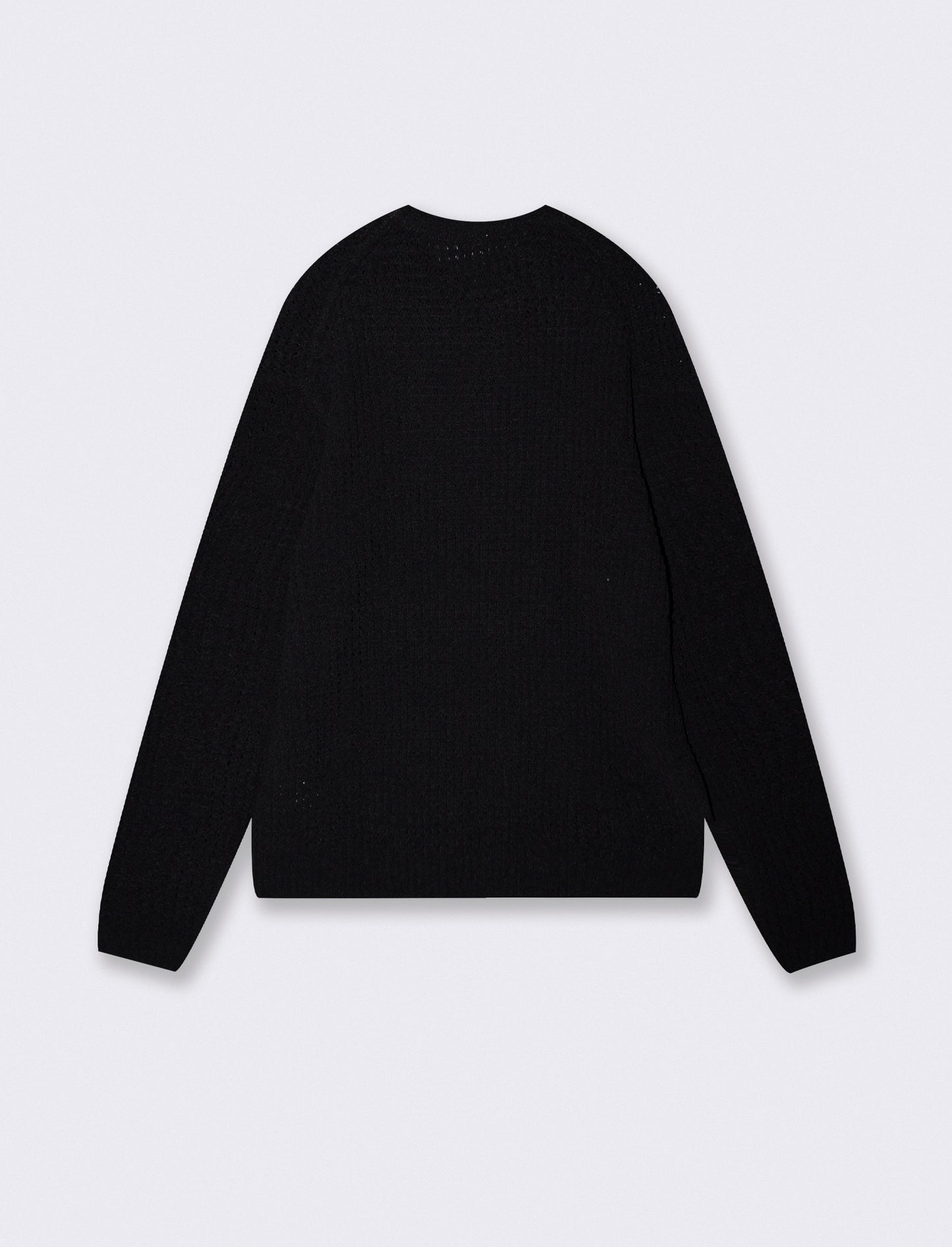Maglia girocollo jacquard in ciniglia - Nero