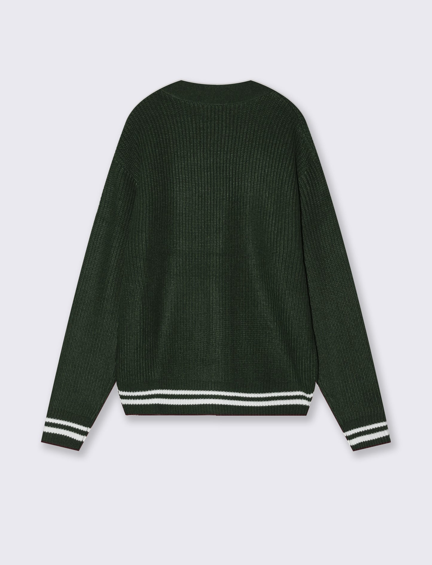 Maglia Cardigan con Bottoni e Contrasto - Verde scuro