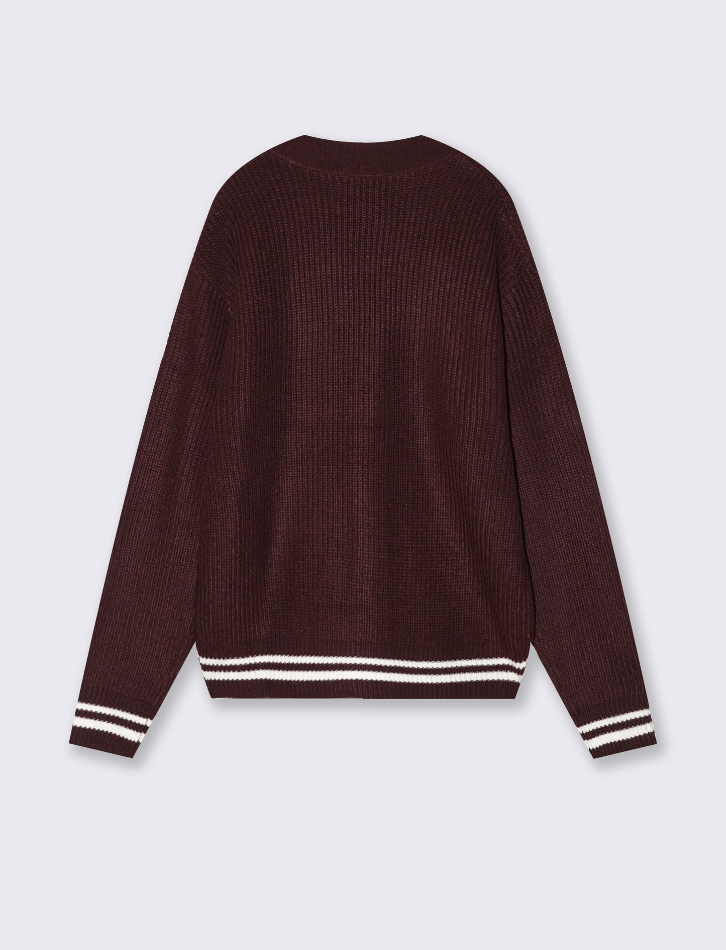 Maglia Cardigan con Bottoni e Contrasto - Bordeaux