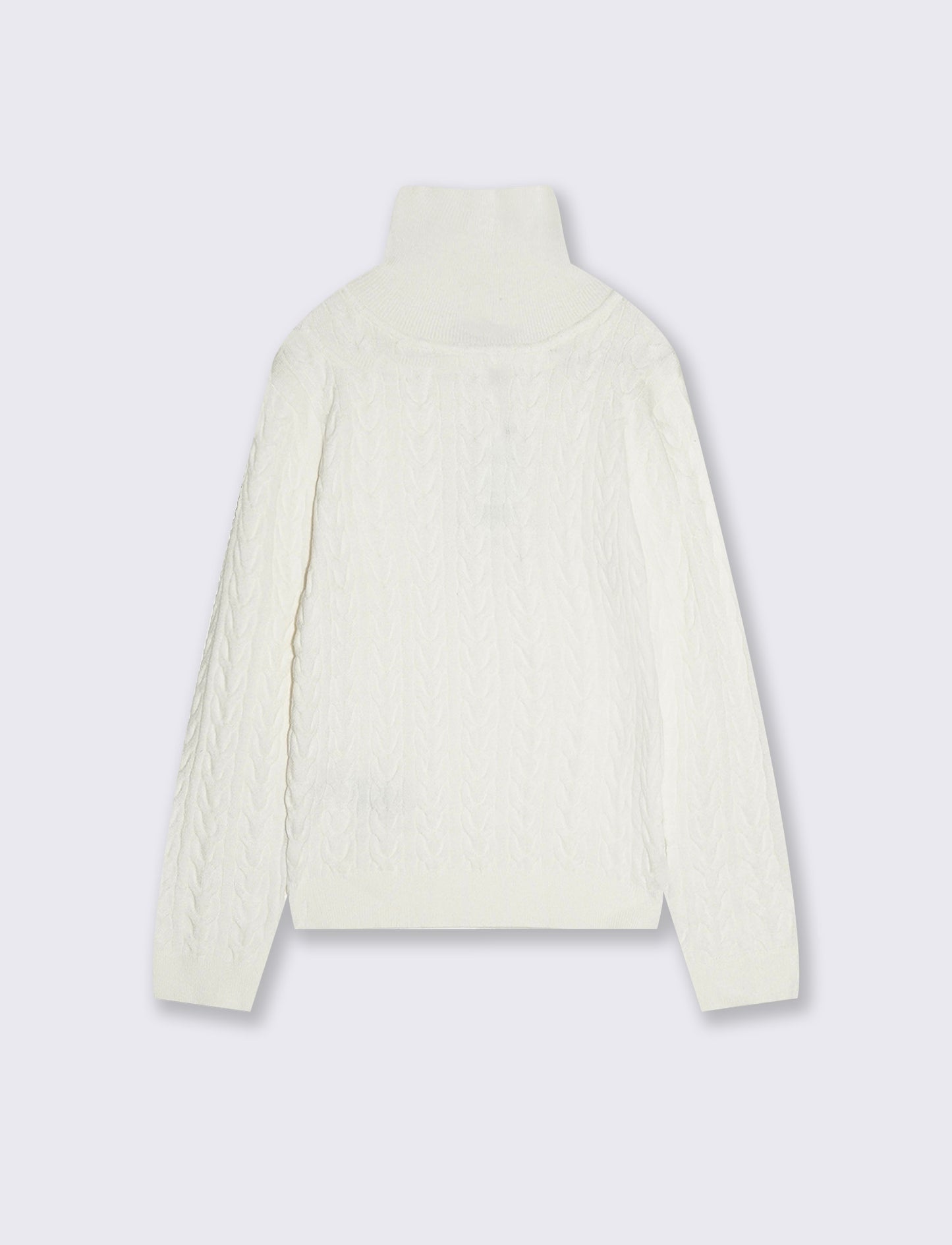Maglia collo alto con trecce morbide - Bianco latte