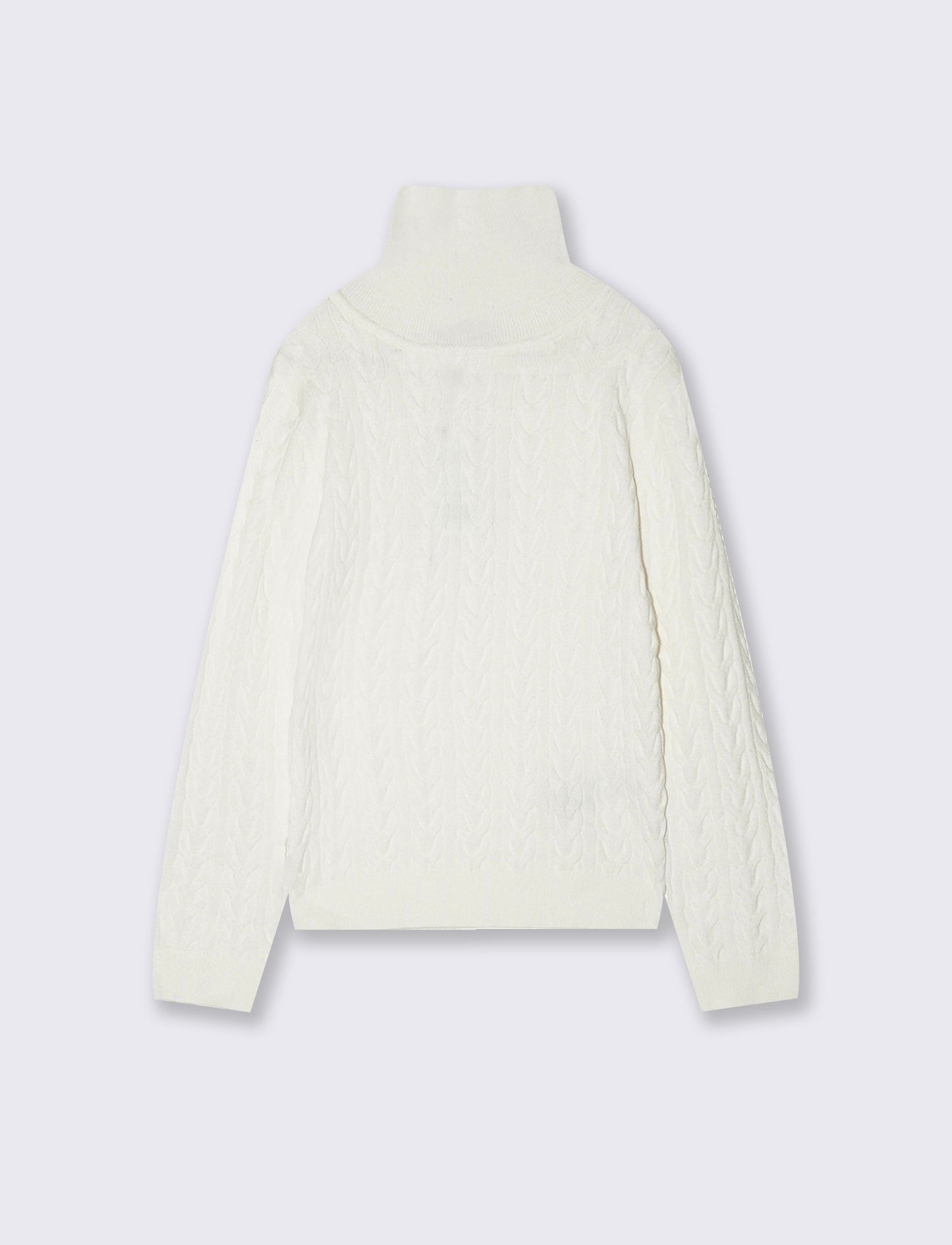 Maglia collo alto con trecce morbide - Bianco latte