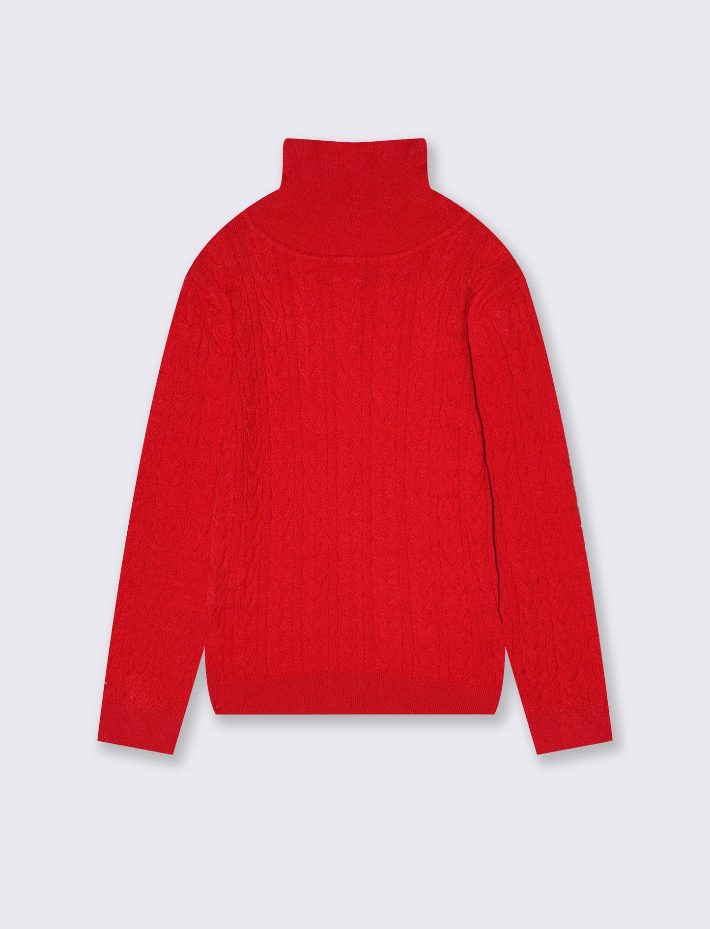 Maglia collo alto con trecce morbide - Rosso