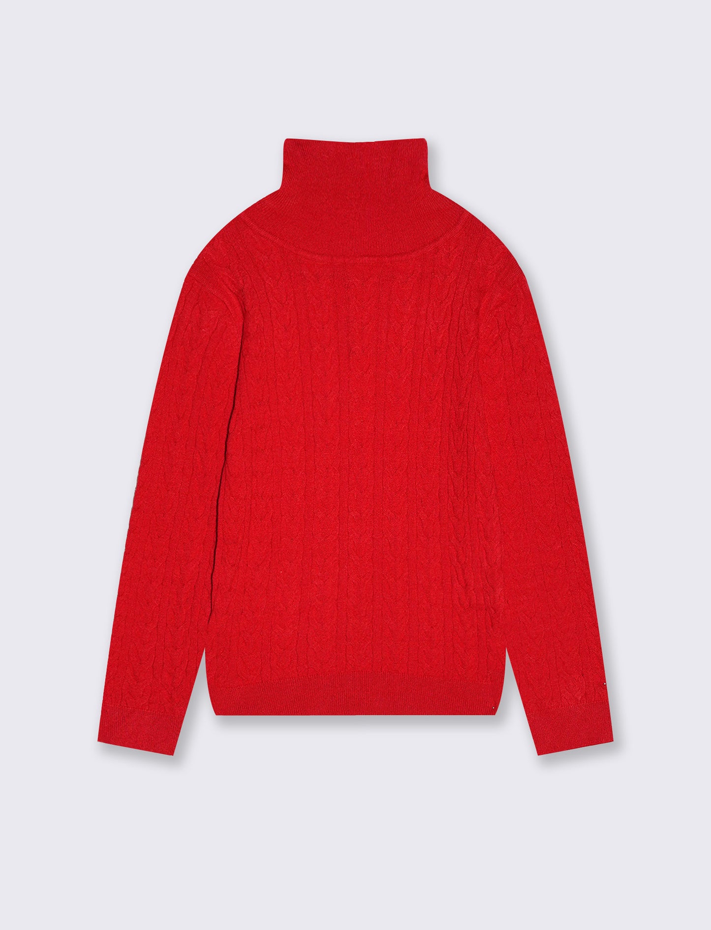 Maglia collo alto con trecce morbide - Rosso