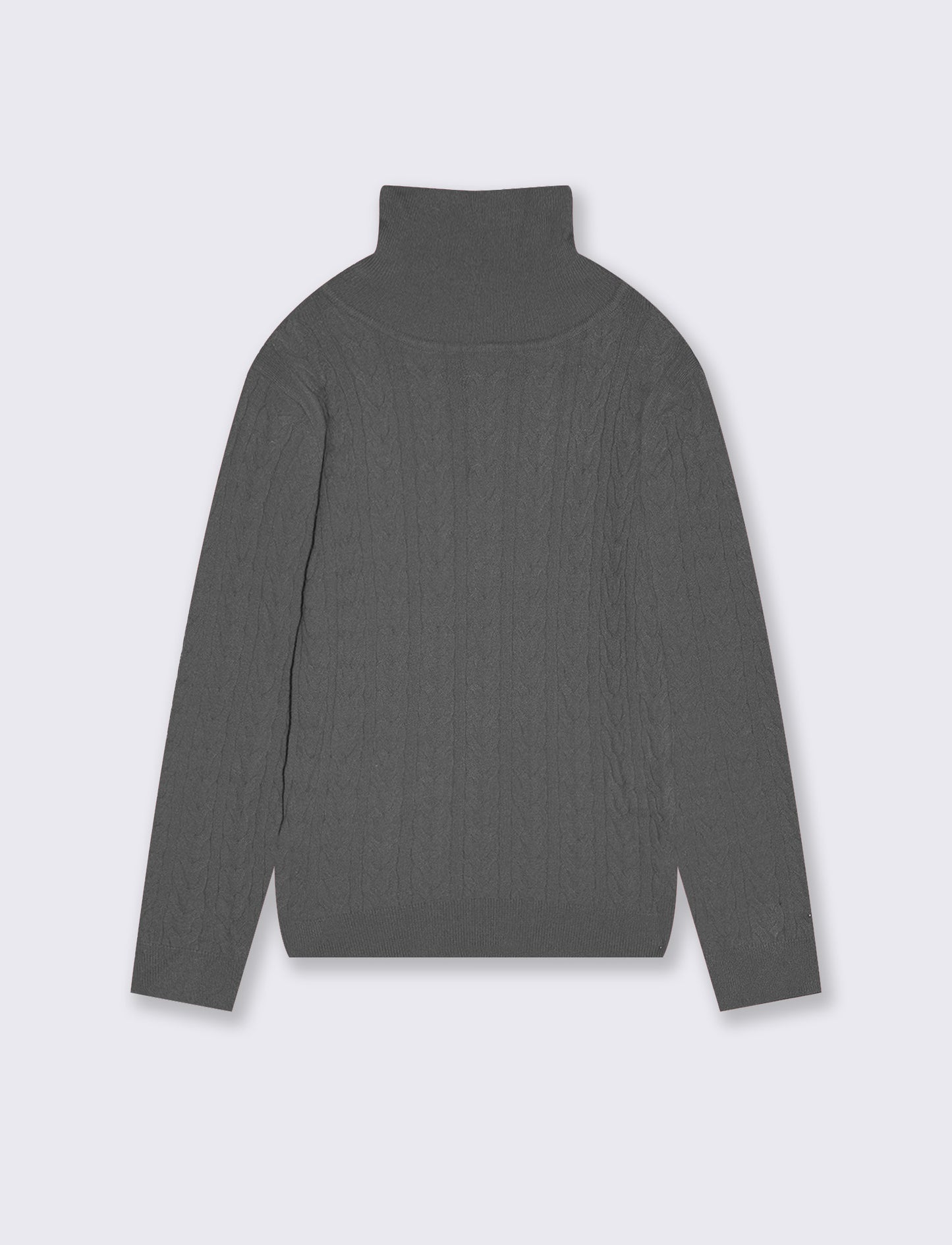 Maglia collo alto con trecce morbide - Grigio