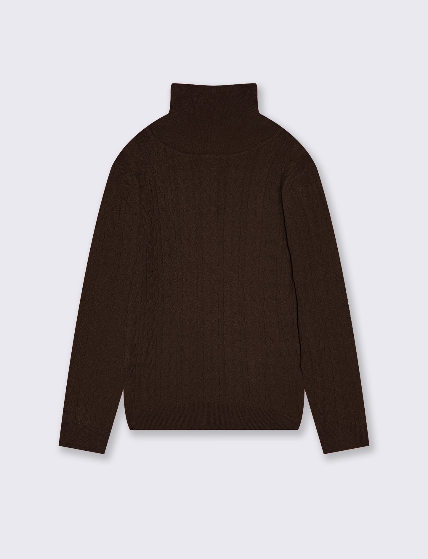 Maglia collo alto con trecce morbide - Marrone cioccolato