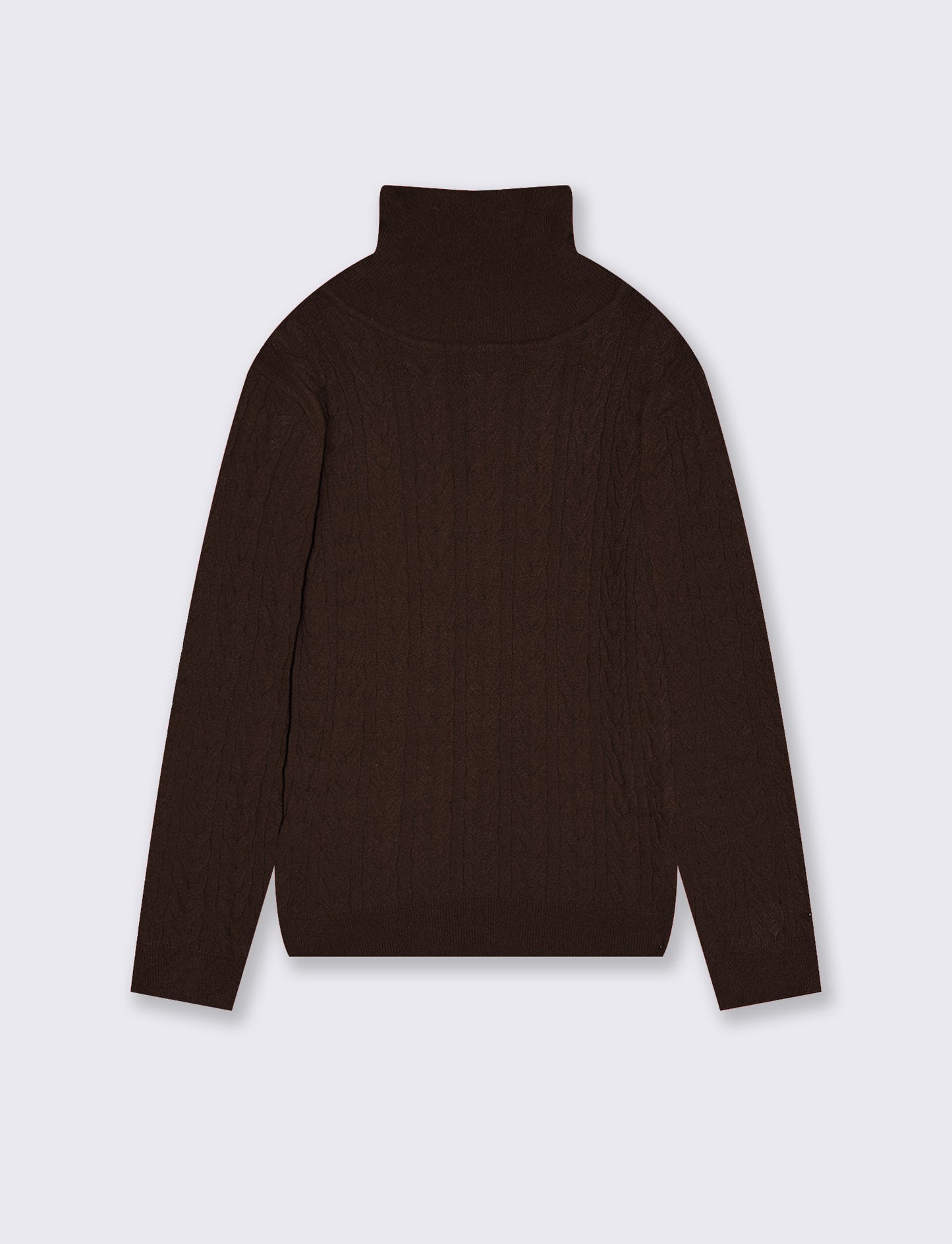 Maglia collo alto con trecce morbide - Marrone cioccolato