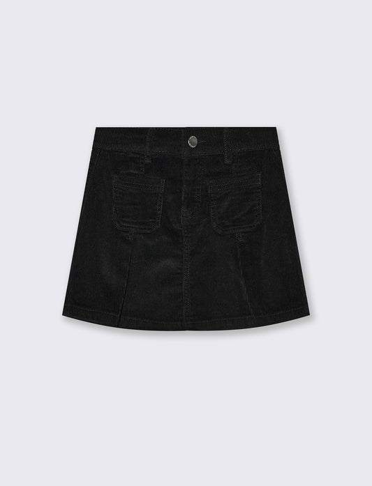 Velvet stretch skirt with pockets - Black