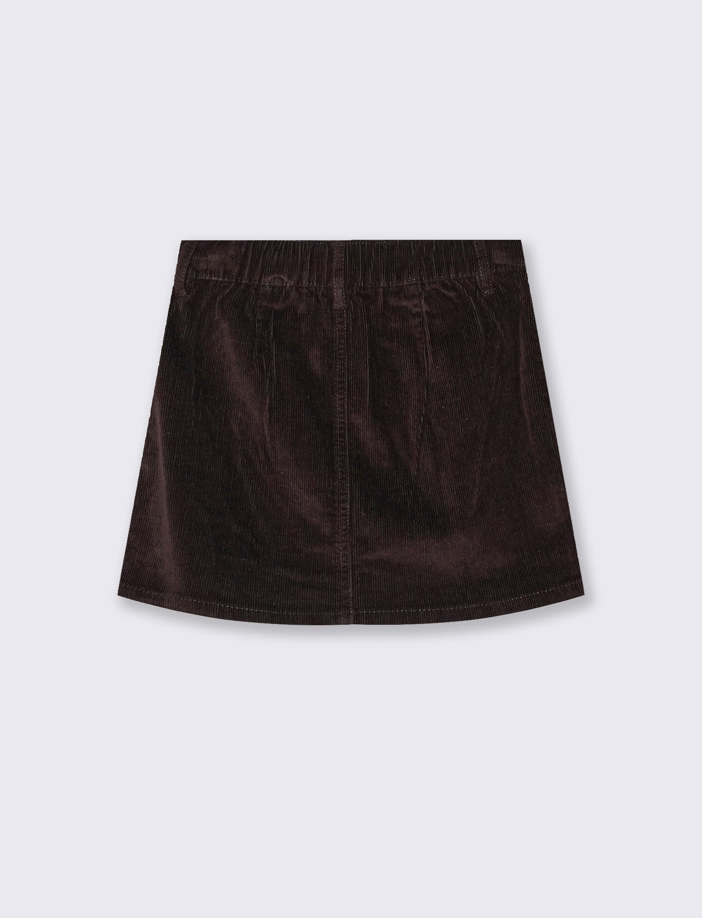 Gonna in velluto elastico con tasche - Marrone cioccolato