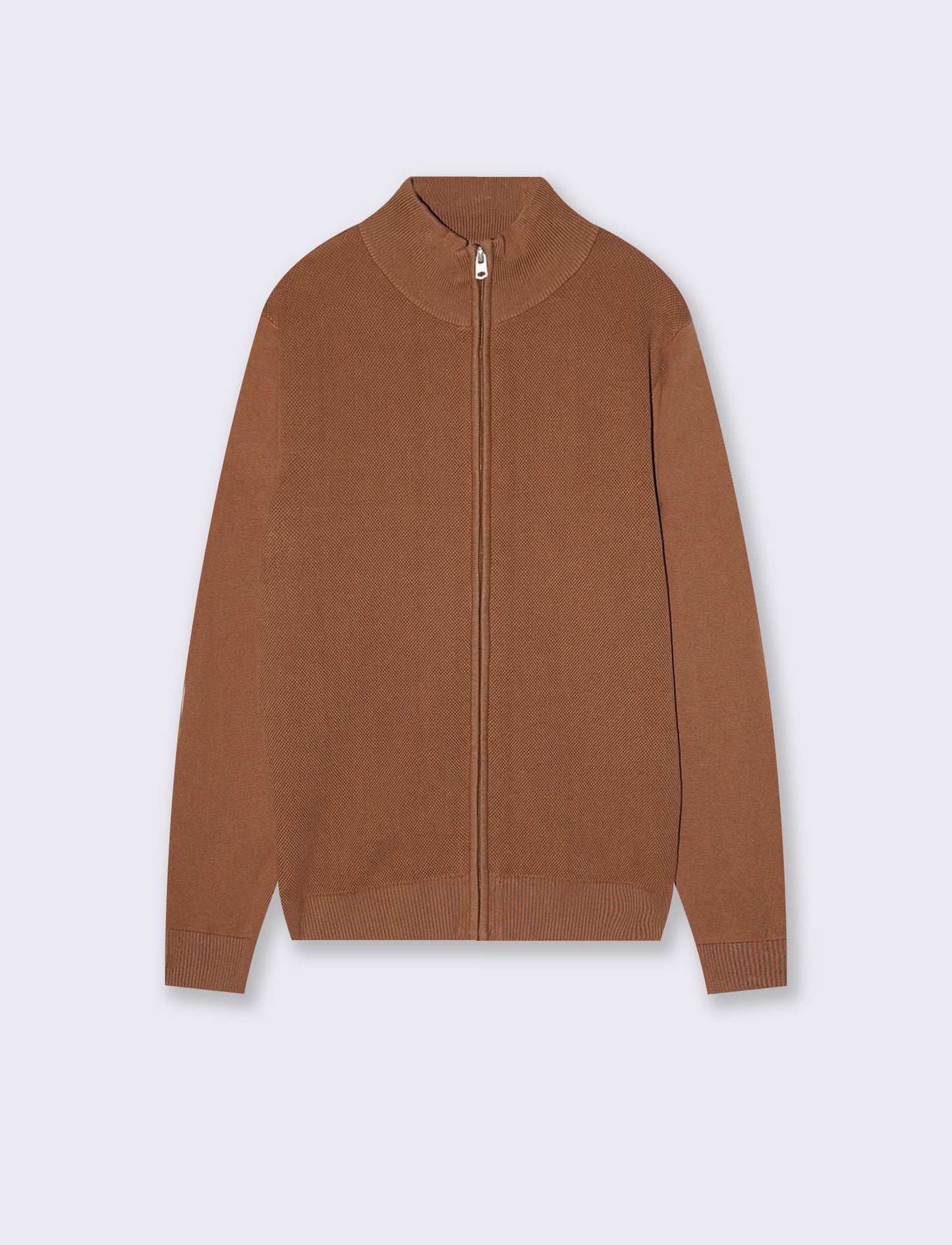 MAGLIA CARDIGAN LUPETTO TRAMA JACQUARD - Caramello