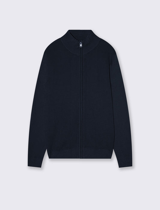Maglia Cardigan Lupetto Jacquard Uomo - Blu