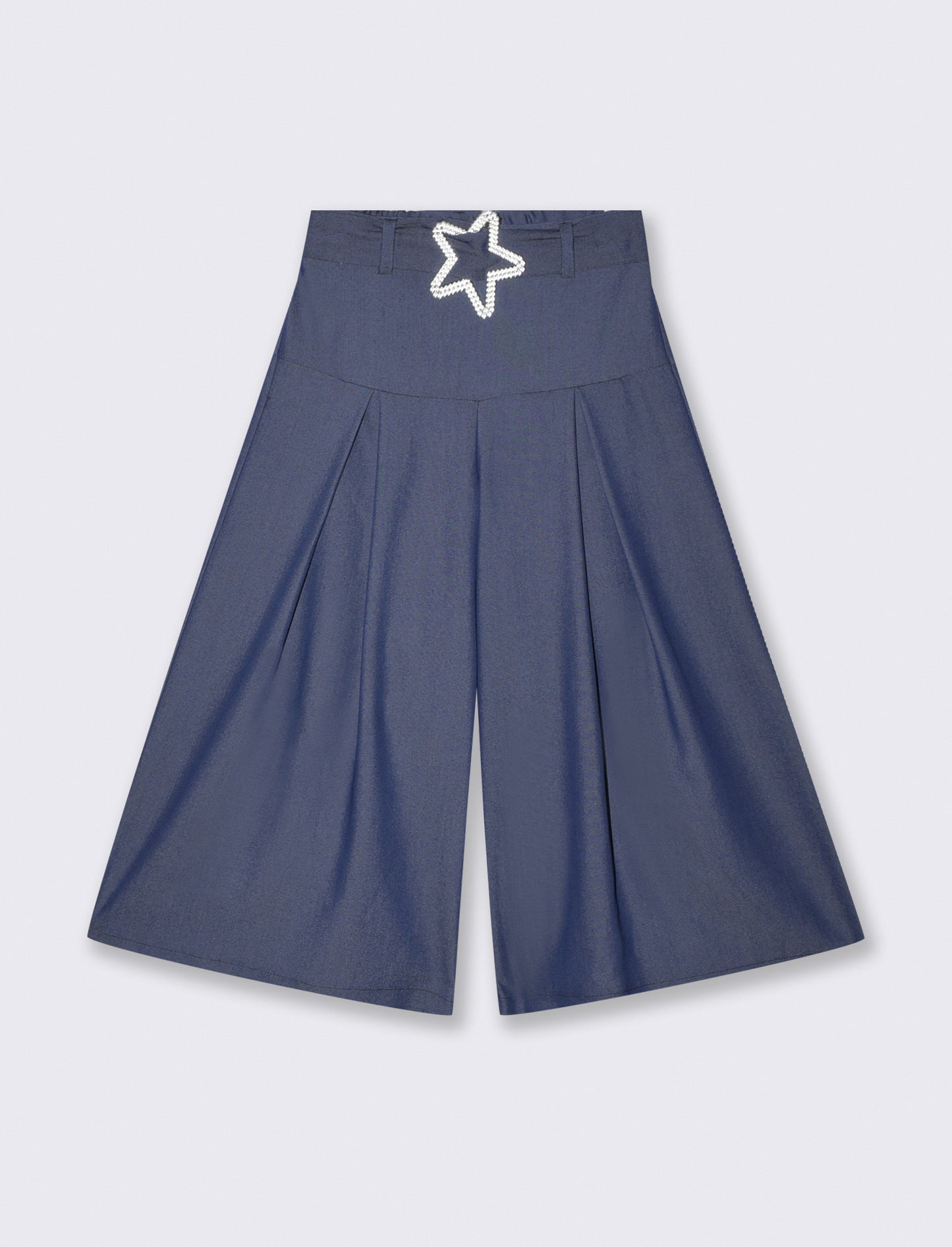 Pantaloni eleganti con fiocco e pieghe - Denim