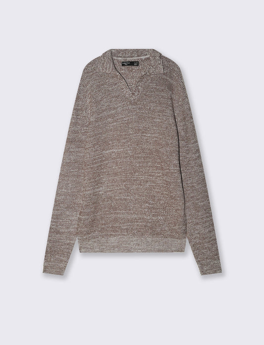 Twist effect viscose blend polo shirt - Grey
