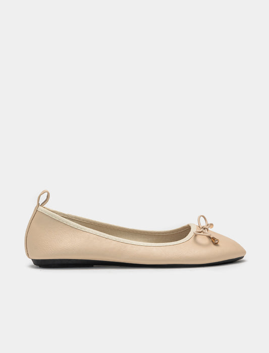 Poliurethane Ballerina with Bow - Three Color Options - Beige