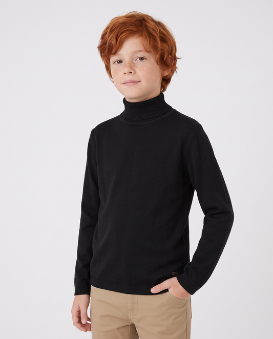 High Neck Viscose Nylon Sweater - Black