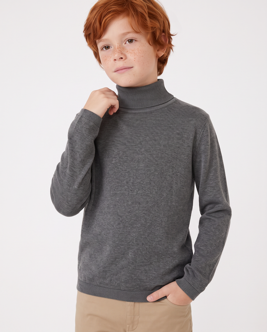 High Neck Viscose Nylon Sweater - Grey