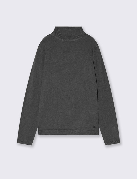 Maglia Collo Alto in Viscosa Nylon - Grigio mel.