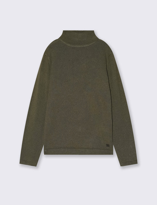 Maglia Collo Alto in Viscosa Nylon - Verde militare