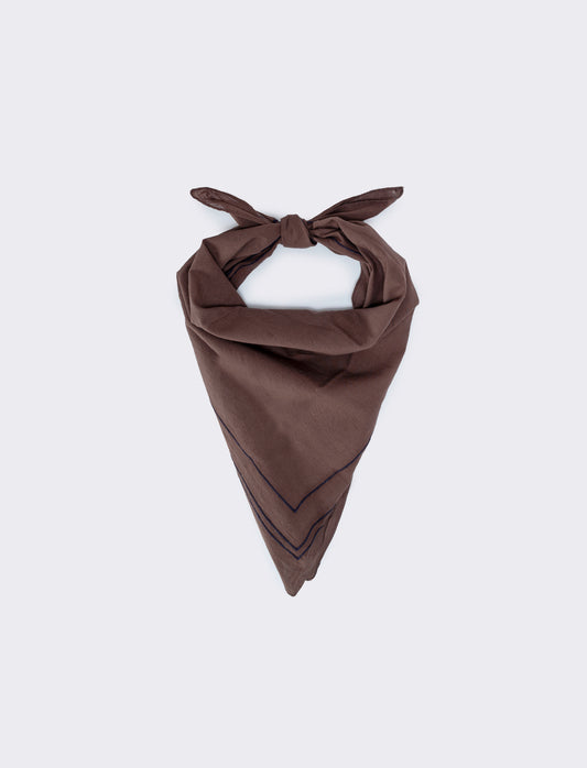 Foulard uomo con riga ricamata unita - Grigio fango