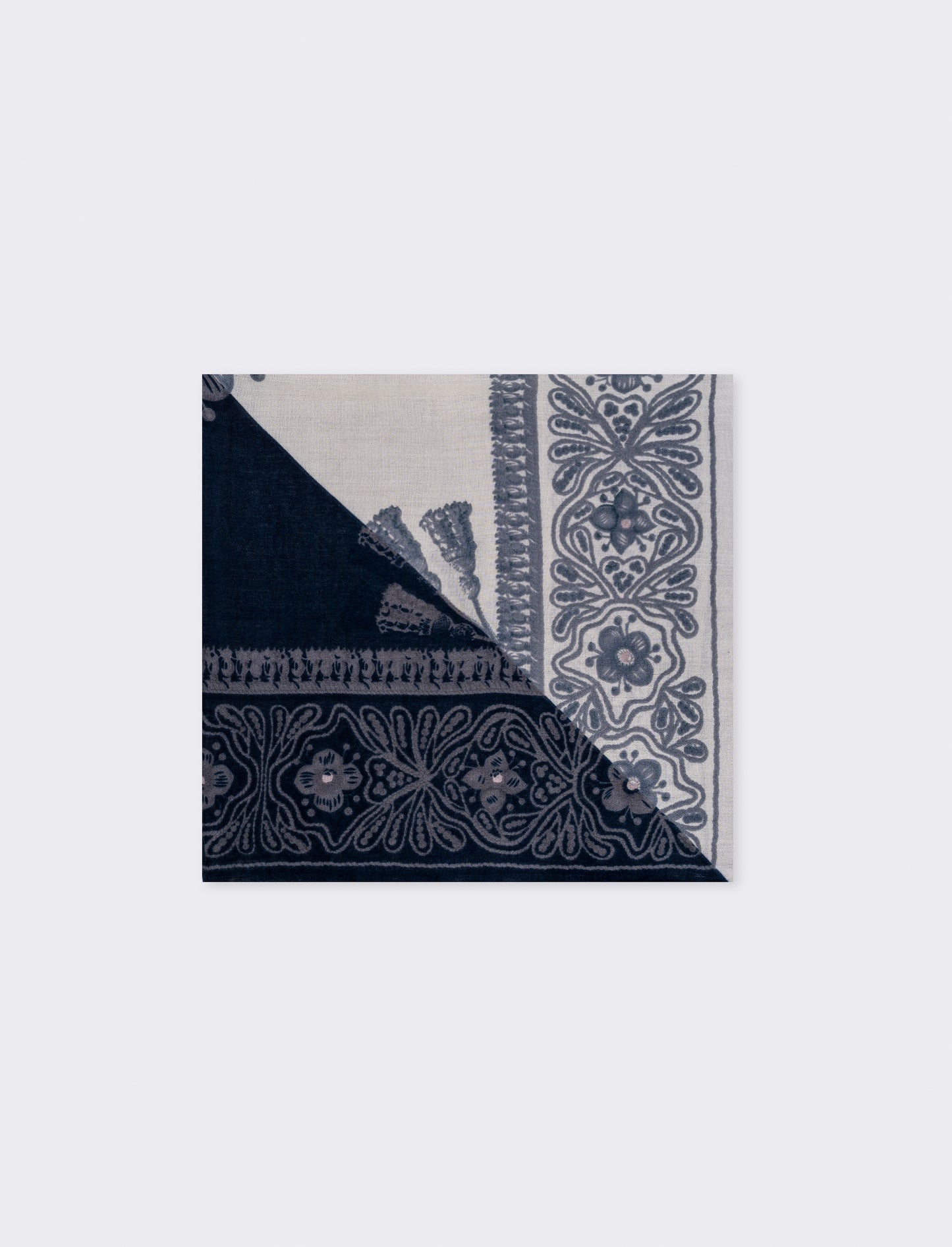 Foulard leggero con stampa fiori - Blu
