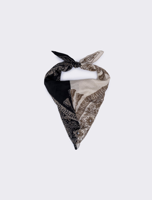 Foulard leggero con stampa fiori - Nero