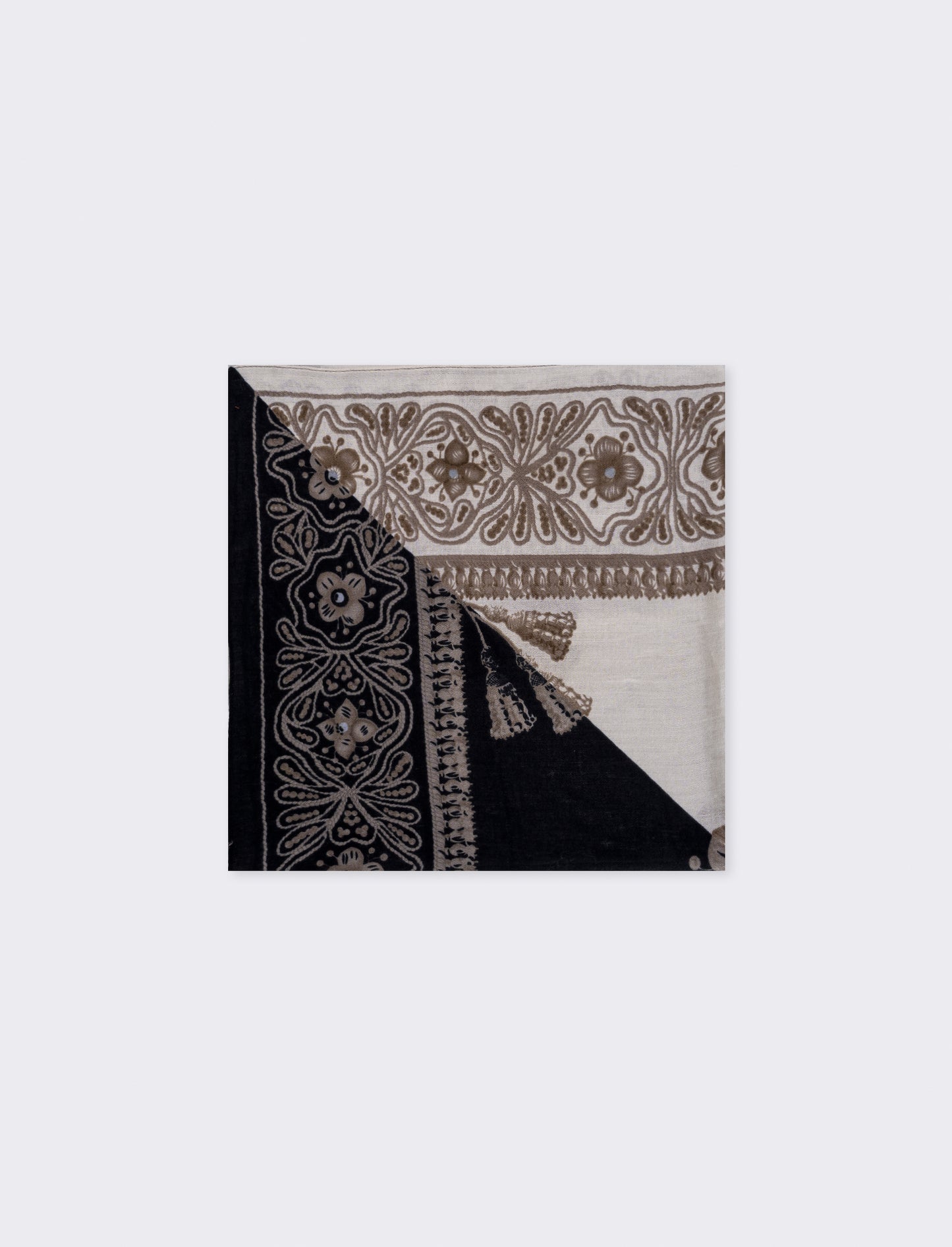 Lightweight scarf with floral print - Black