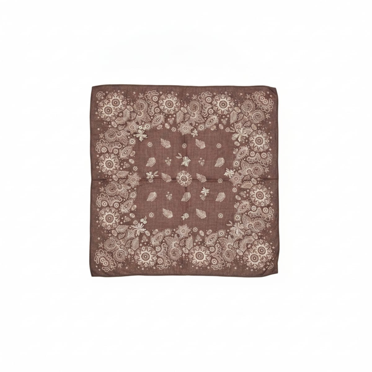 50x50 Scarf with Embroidered Flowers - Brown