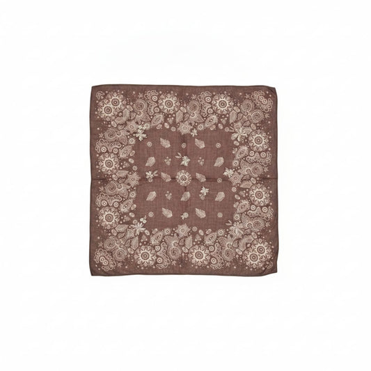Foulard 50x50 con fiori ricamati - Marrone