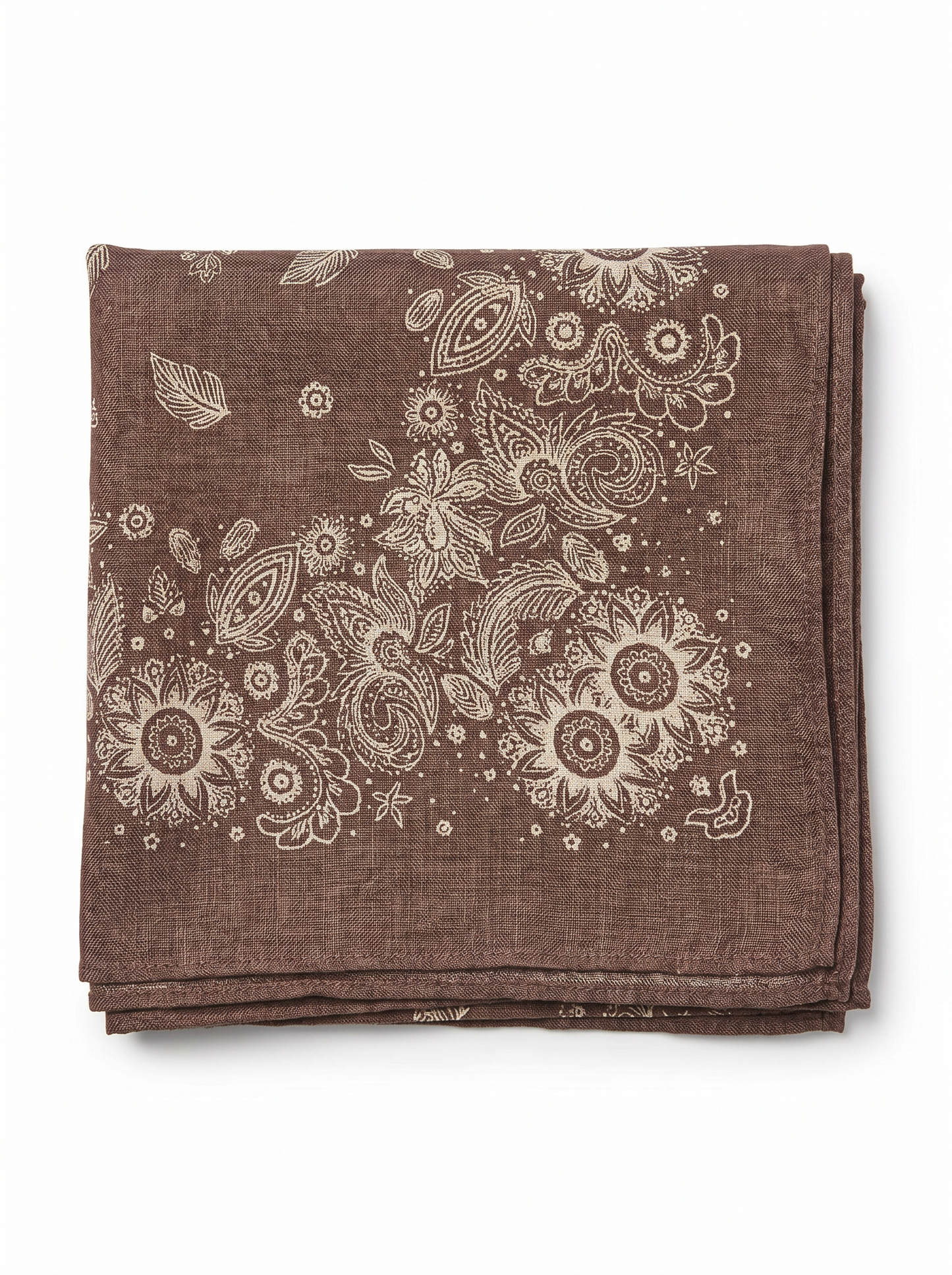 Foulard 50x50 con fiori ricamati - Marrone