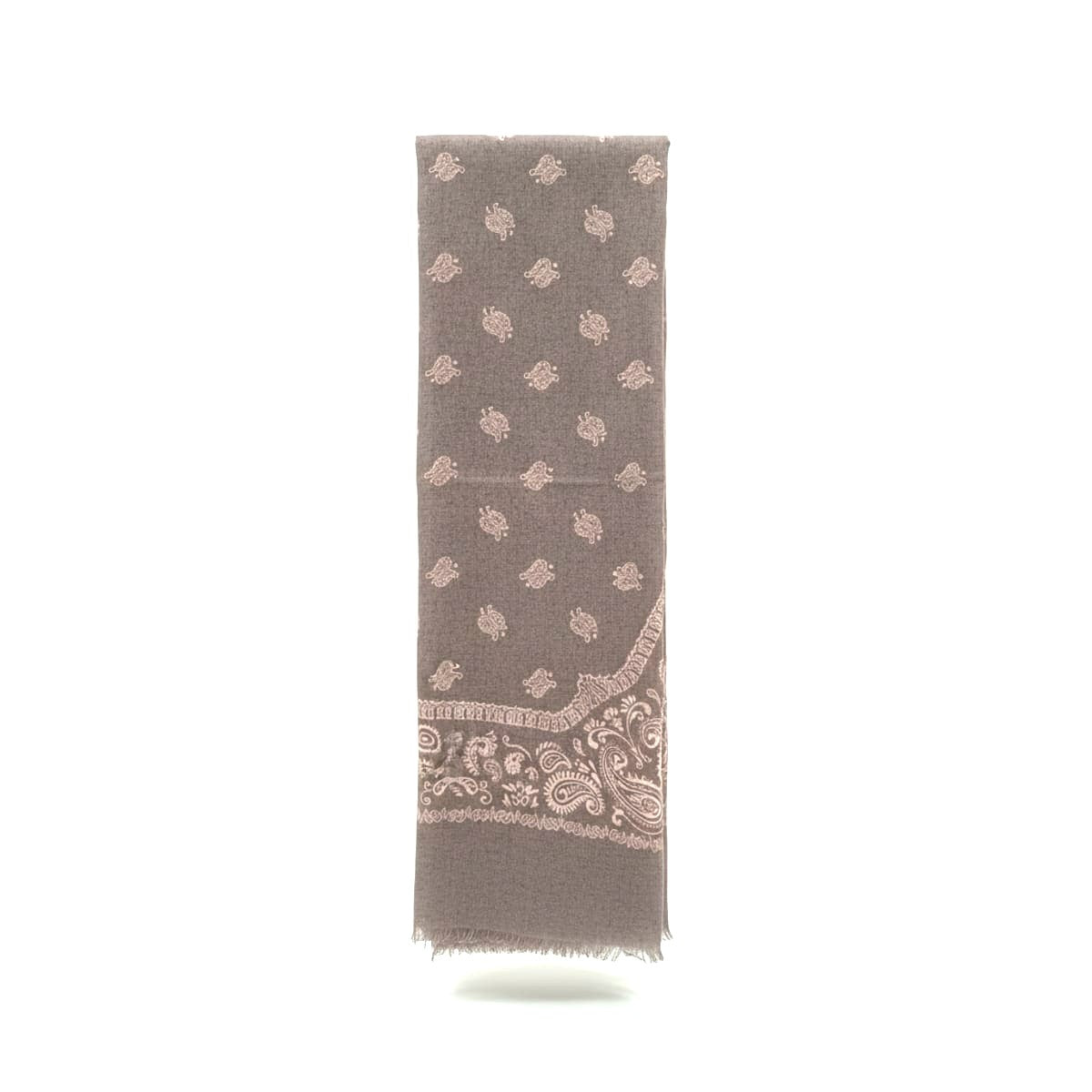 Linen Effect Paisley Scarf - Brown