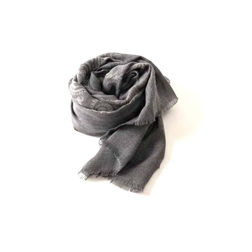 Linen Effect Paisley Scarf - Grey